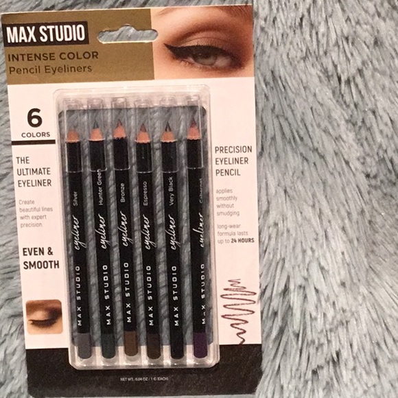 Max Studio Makeup Max Studio 6 Colors Pencil Eyeliners In Very Black Expresso